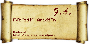 Főző Arián névjegykártya